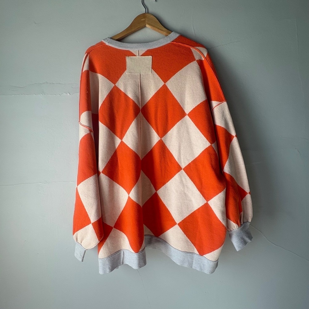 NWT Free People Manny Cardigan in Firecracker Argyle Oversized Size Small - Picture 12 of 12